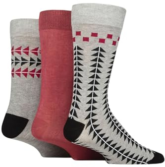 Glenmuir Mens Patterned Bamboo Socks Pack of 3 (UK, Numeric, 7, 11, Regular, Regular, Square and Triangles Grey)