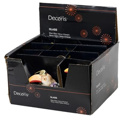 Decoris Weihnachtsbaumschmuck Tukan 12,5cm Glas - Vogel zum Aufhängen - Moderner Vogel Christbaumschmuck für Weihnachten