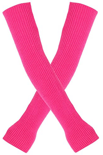 DUHGBNE Einfarbige, gestrickte, fingerlose Handschuhe mit, warme Unisex-Handschuhe Latex Strümpfe Schwarz Transparent (Hot Pink, One Size)