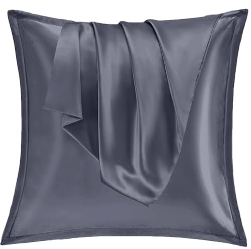 Satin Kissenbezug 80x80 2er Set,Weich wie EIN Silk Pillowcase,wie Seidenkissenbezug Geeignet für Curly Haar,Satin Kopfkissenbezug mit Reißverschluss Vielit Kissenbezüge Dunkel Purple Kissenhülle
