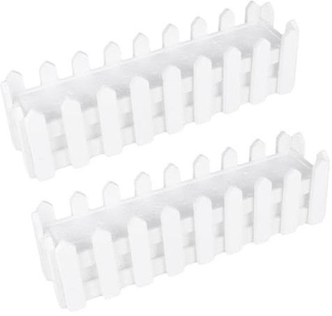 KONTONTY 2pezzi Fioriera Plastica Con Staccionata Legno Set Vasi Finti Con Muschio Decorativo Per Decorazioni Domestiche e Progetti Scolastici Bianco