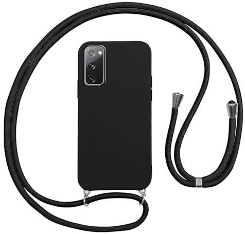 Vauki handyband für Samsung Galaxy S20 FE 5G Hülle, HandyHülle mit Band Stoßfest Silikon Schutzhülle mit Kordel zum Umhängen für Samsung S20 FE 5G 6.5 Zoll, Schwarz