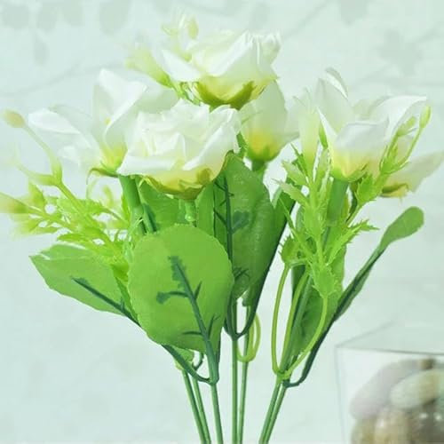 ZFISH Simulierter Lilien-Lotus-Rosen-Kombinationsstrauß für Zuhause, Party, Hochzeit, Dekoration, Blumenvase, künstliche Blumen für drinnen und draußen, Lilie weiß, 2 Stück