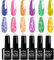 EODCI UV Nagellack Glitzer, 6 Farben Neon Reflektierendes Gelpoliermittel Funkelnder Glitzer Nagellack Glänzender Diamant Silber Sparkly Gel Nail Polish für Anfänger Nail Art Maniküre