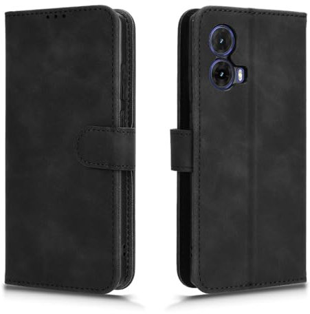 HAOYE Coque pour Motorola Moto G85 5G, Etui Protection Housse Premium en Cuir PU Flip Case Portefeuille ave ID Carte de Crédit Slot Fermeture Magnétique, Noir