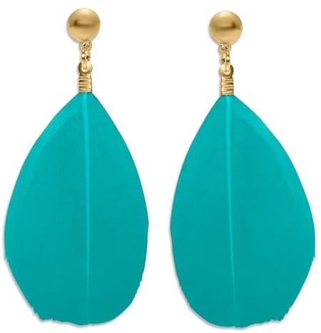 Soul-Cats 1 Paar dezente, pastell farbene Feder Ohrringe für Damen im Boho Style in verschiedenen Farben