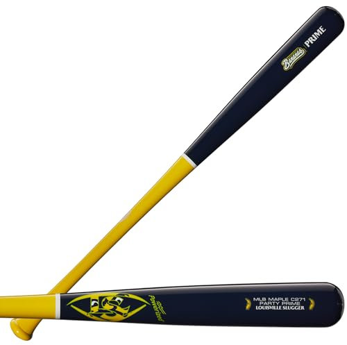 Louisville Slugger Uni – Erwachsene Pro Prime Maple Baseball Bats Baseballschläger aus Holz, Gelb/Marineblau, 33
