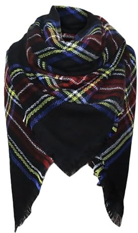 Generisch Seidentuch Damen 100 Seide Einfarbig Turban Damen Damen-Winter-bunter karierter warmer weicher Schal-Schal-Imitat-Schal Schals & Tücher Für Damen Musselintuch 120 X 120 (Black, A)