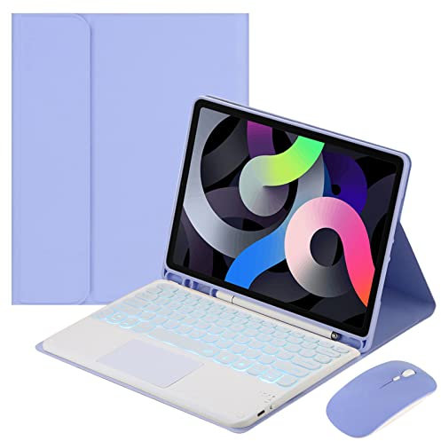 JZCZMCE Funda con Teclado para Samsung Galaxy Tab S10 Ultra/S9 Ultra/S8 Ultra 14,6 Pulgadas, Contiene Ñ, Teclado Inalámbrico Retroiluminado Magnético Extraíble con Ratón,Púrpura