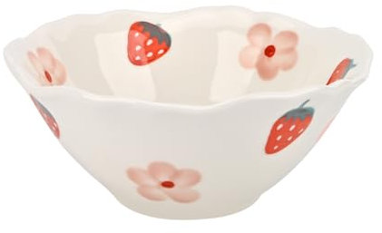 Koythin Ceramic Cute Bowl, Creative Soup Bowls, Flower Bowl for Kitchen Cereal Oatmeal Salad, Aesthetics Home Decor (Strawberries and Flowers)