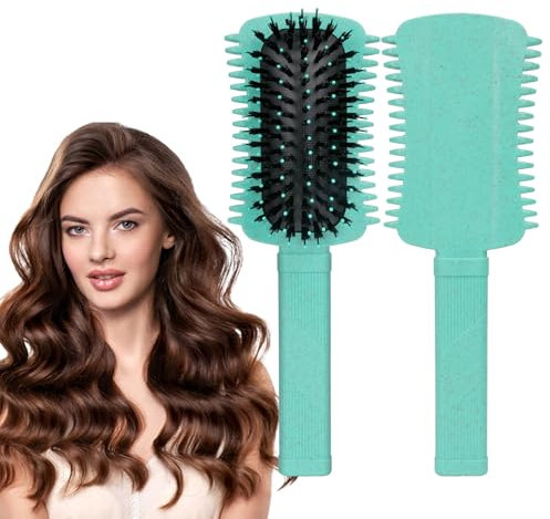 LOPHE Lockenbürste, Locken-Stylingbürste, Wildschweinborsten Haarbürste für lockiges Haar für Damen, Nass- und Trockenlockenbürste zum Kämmen von dickem und dünnem Haar(Grün)