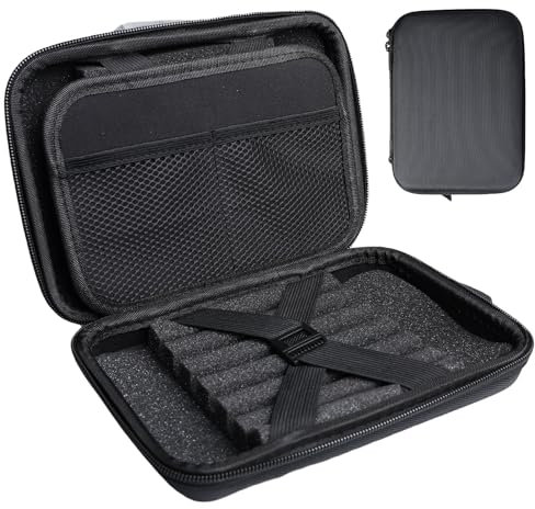 WIYETY Borsa per freccette per 12 freccette, custodia rigida Eva per freccette, organizzatore per freccette, accessori professionali per freccette, portatili, per freccette e accessori (nero), Nero ,