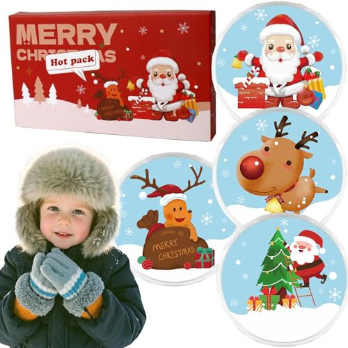 Yungeln 4er Set Taschenwärmer weihnachtliche wiederverwendbar Handwärmer Taschenheizkissen 9x9cm Wärmeknickkissen für Winter und Reisen