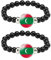 ZENRUIMING Malediven-Flaggen-Armbänder, handgefertigt, verstellbar, schwarze Perlen, Kristallglas-Armband, Malediven-Reise-Souvenir, 2 Stück, Adjustable, Harz Glas, Kein Edelstein