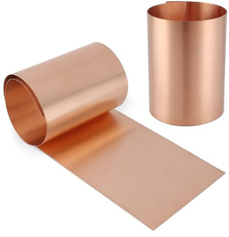 KWOKWEI Rollo de chapa de cobre 0,5 mm x 20 mm x 1 m, 99,9% chapa de cobre puro, cobre puro, chapa fina de cobre para techos metálicos, reparación de casa, manualidades, proyectos de arte