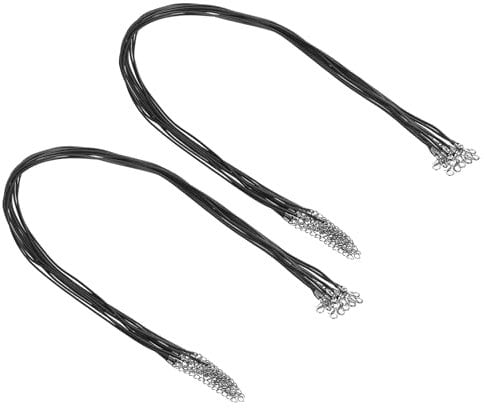 PATIKIL 24 Necklace Cord, 20 Pcs Waxed Bracelet String 1.5mm Thickness Necklace Ropes Bulk with Clasp for Pendants Bracelets Jewelry Making DIY Craft, Black