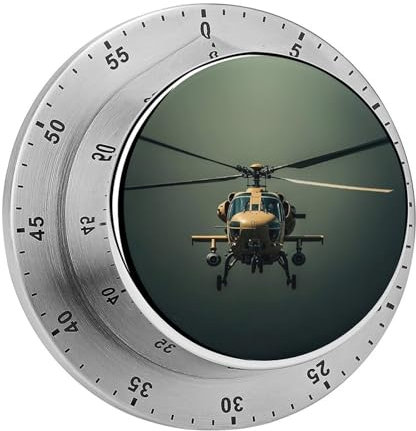 Hubschrauber-Küchentimer, Koch-Timer, Uhr mit lautem Alarm, mechanischer Schreibtisch-Timer, magnetischer Countdown-Timer, Countdown-Timer, Edelstahl, Countdown-Timer