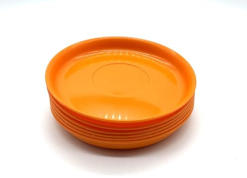 Kimmel 6 Stück Teller 14 cm Speiseteller Partygeschirr Kunststoffgeschirr, Farbe orange, Mehrweggeschirr
