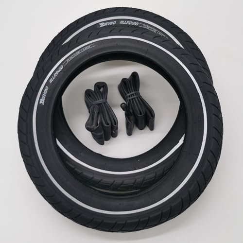 2X BY-101 Reifen 12 Zoll 12x2.0 | ETRTO 50-203 | 1mm Pannenschutz & Reflexstreifen + Schläuche AV gerades Autoventil Beyond Allround Decke Mantel Fahrradreifen