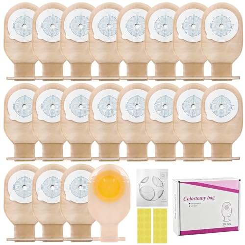 20 Stück Kolostomiebeutel, Einteiliger Drainierbarer Stomabeutel für Kolostomie, Stoma Pflege, Colostomy-beutel, Zugeschnitten Auf Die Größe 20-65mm