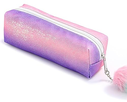 PHOGARY Federmäppchen Mädchen, Große Kapazität Mäppchen Mädchen für Schule, Stiftemäppchen Schlamppermäppchen mit Glitzer, Federtasche für Federmappe Erwachsene, Studenten (Fuchsia Farbverlauf)