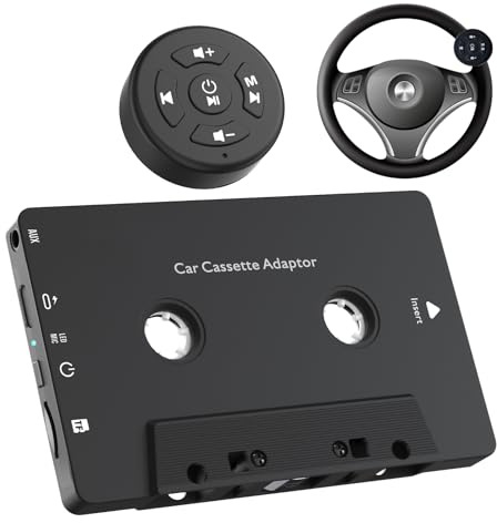 Car Audio Bluetooth 5.1 Cassette Receiver, Cassette Bluetooth Adapter for Car Tape Player, Wireless Cassette Aux Adapter with Hands-Free Calling, Compatibility with Smartphones, Tablets, MP3, TF Card