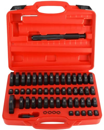 BOOMSTART 52 TLG Radlager Montagescheiben, Radlager Radialdichtringen Buchsen Simmerring Schalen Montage Demontage Werkzeug Satz, Lagerpresse Abzieher Werkzeug, 18–65 mm