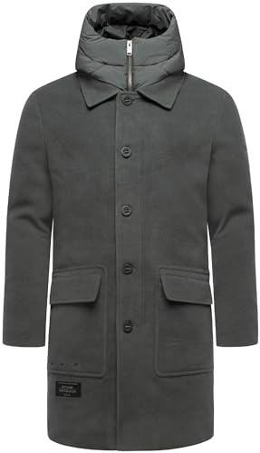 STONE HARBOUR Herren Wintermantel in Wollmantel-Optik langer gefütterter Trenchcoat mit herausnehmbaren Inlay Thiagoo XX S-3XL