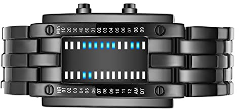 PUSOKEI Binäre Blaue LED-Digitaluhr mit Avantgardistischem Erscheinungsbild für Männer und Frauen. Elektronische Uhr