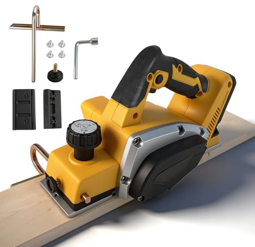 Akku-Handhobel für DEWALT 18V 20V Akkus, 15000 U/min bürstenloser elektrischer Holzhobel mit 82 mm Schnittbreite, 0-2 mm einstellbarer Tiefe und Sicherheitsverriegelung für Holz (nur Gerät)