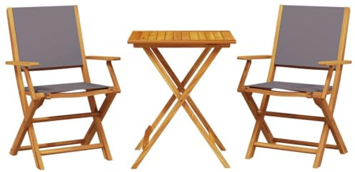 Mhdvray 3-teiliges Bistro-Set Anthrazit Akazienholz 60x60 cm klappbar wetterfest platzsparend für kleine Balkone Terrassen und Gärten