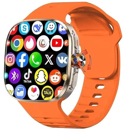 KAIRUIXING M99 Smartwatch 5G LTE Android 10.0 2.4-inch AMOLED Display Smart Watch with 800W Pull-out Camera 32GB+512GB Sim Card (Orange,8GB 128GB)