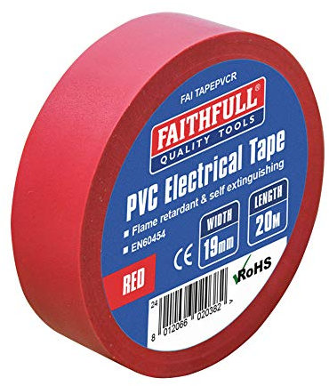 Faithfull 2702 PVC Klebeband, 19 mm x 20 m, Rot
