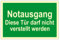 Rettungswegschild aus Aluminium - Notausgang Diese Tür darf nicht verstellt werden - 20 x 30 cm