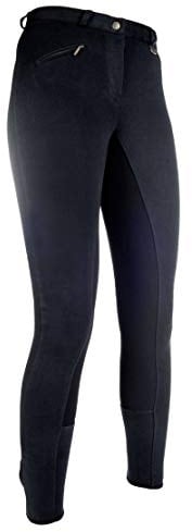 HKM Kinder Reithose -Basic Belmtex Grip- 3/4 Besatz-damen Hose, Schwarz/Schwarz, 42 EU