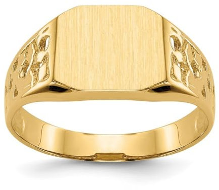 JewelryWeb Siegelring für Herren, 14 Karat Gelbgold, massiv, poliert, Größe 10