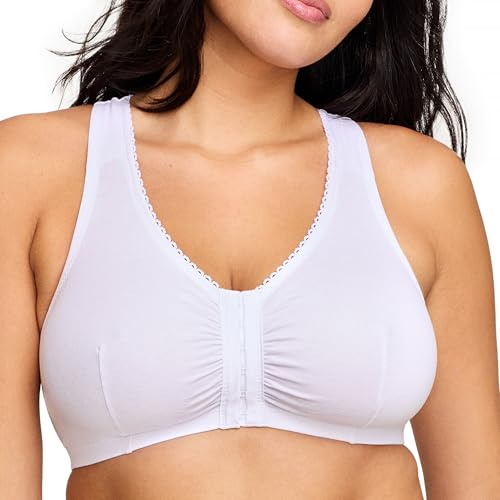 Women's Plus Size Front-Closure Cotton T-Back Comfort Bra Wirefree #1908