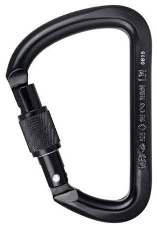 ALIENS Stahl D-Form Screwlock Karabiner, Farbe:schwarz