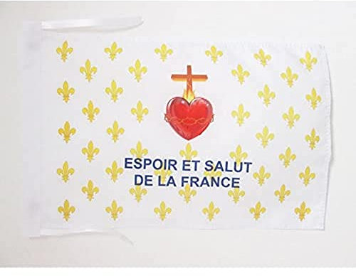 AZ FLAG - Drapeau Fleur de Lys Or ESF - 45x30 cm - Pavillon Royaliste Espoir Et Salut De La France 100% Polyester avec Deux Cordelettes - 20g