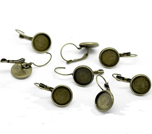 SiAura Material ® - 10 Stück (5 Paar) Zinklegierung Ohrclip Rohlinge, 14x28mm für 12mm Cabochons, bronzefarben
