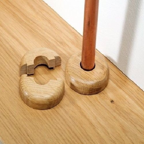 CSL 8 x Oak Effect 15mm Radiator Wooden Pipe Rose Collars Lacquered Laser Cut Cover Easy to Fit