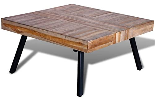 vidaXL Table Basse Carrée Teck Recyclé Table de Canapé Table de Salon Séjour