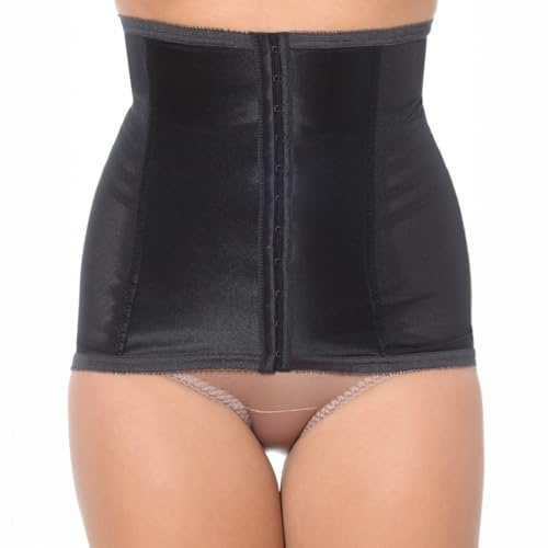 Rago Style 821 | Firm Control Waist Cincher with Satin Panel | Power Mesh Support | Hook Front Closure | USA Made | Black/M/28
