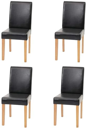 Mendler 4er-Set Esszimmerstuhl Stuhl Küchenstuhl Littau MVG-Zertifiziert - Kunstleder, schwarz helle Beine
