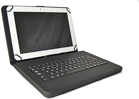 Theoutlettablet® Funda con Teclado extraíble en español (Incluye Letra Ñ) para Bq Aquaris M10 / Bq Edison 3 / Wolder Mitab 10.1 / Woxter 10.1 / Samsung Galaxy Tab A 10.1 - Color Negro