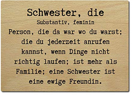 LUXECARDS Interluxe Postkarte aus Hollz Schwester, die Grußkarte Geschenk Geschwister