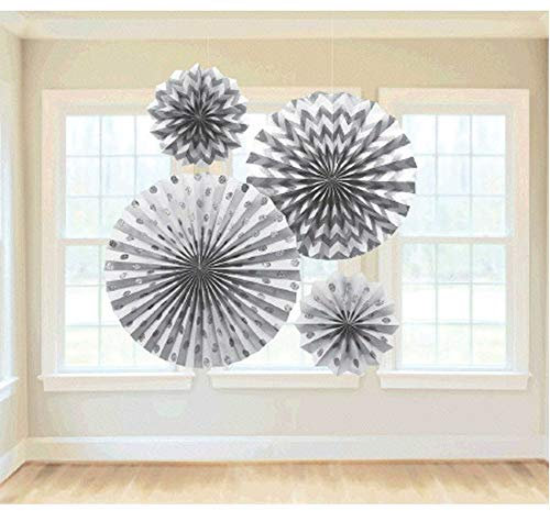 Amscan 295000-18 Fans Glitter Ppr Silver- 5 Pack