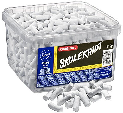 Fazer Skolekridt Original - Finnisch Süß & Salzig Lakritz Salzlakritz Salmiak Torpedos Süßigkeiten Box 2,0 kg