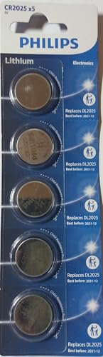 PHILIPS CR2025 Lot DE 5 Piles AU Lithium 3V