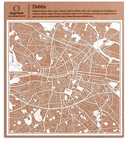 Dublin Scherenschnitt Karte, Weiß 30x30 cm Papierkunst